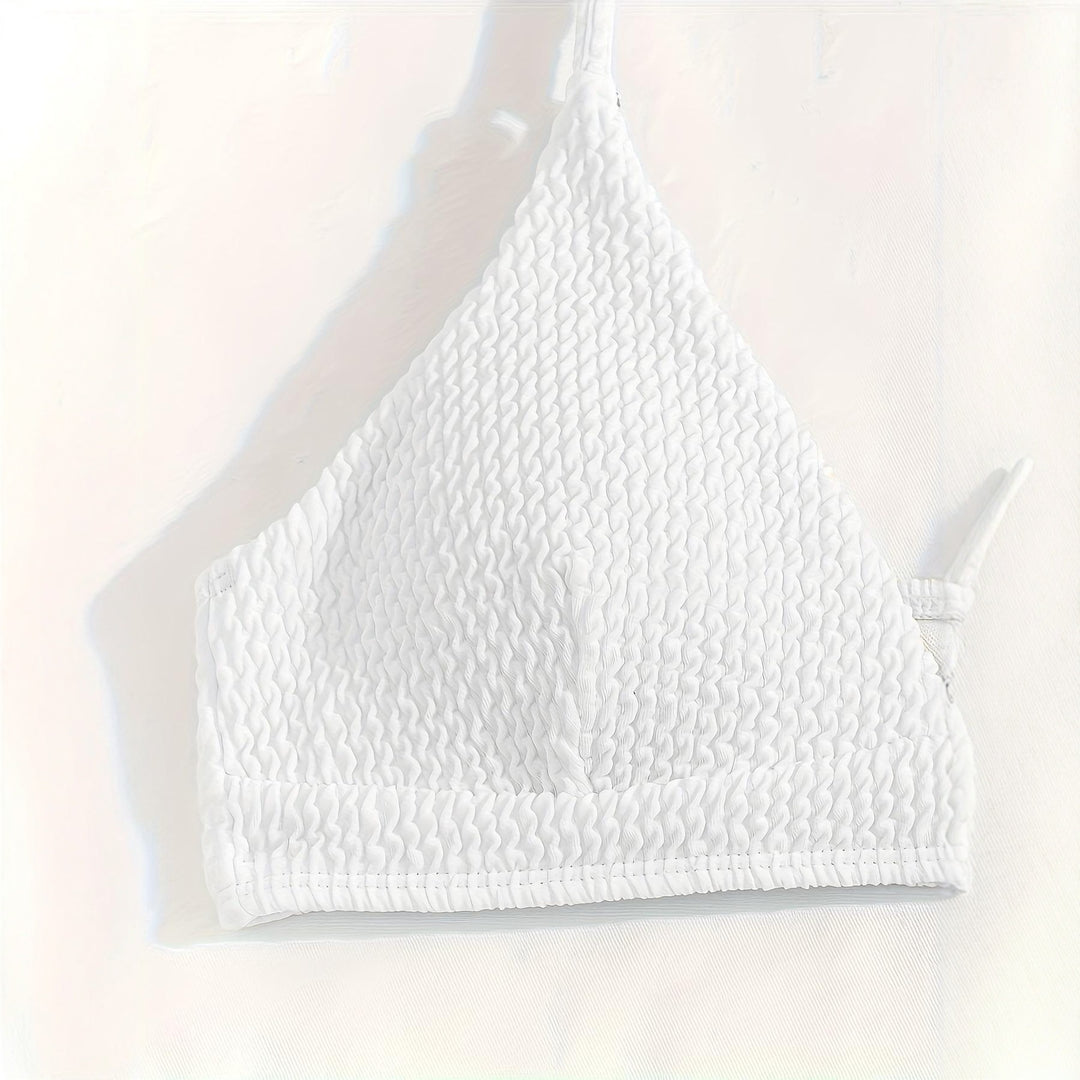 Damen Triangel-Bikini-Set mit strukturiertem Stoff und verstellbaren Trägern Drune