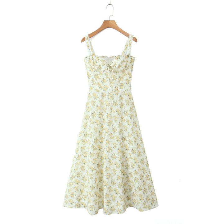 Damen Sommerliches A-Linien Kleid mit floralen Akzenten Drune