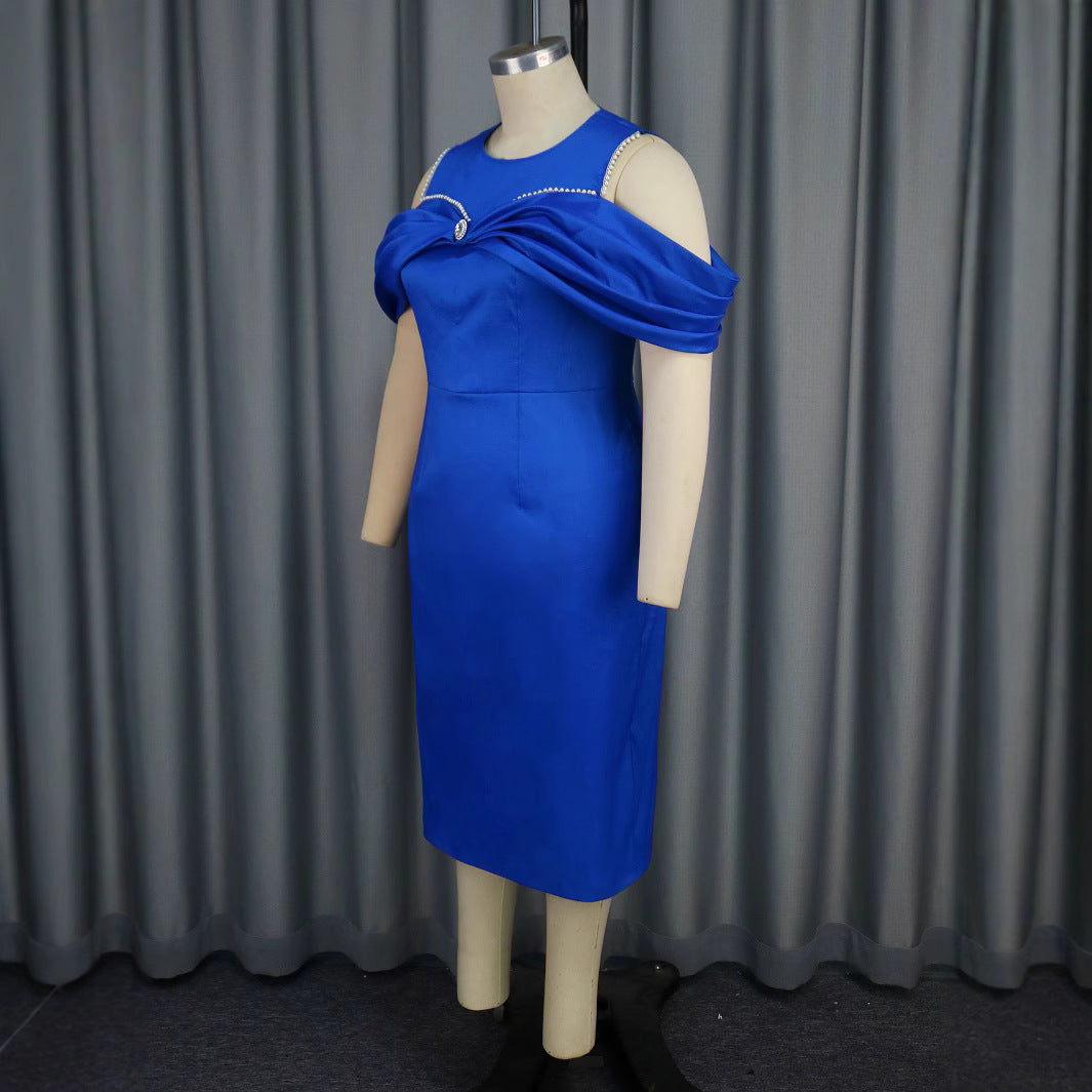Damen Elegantes Cocktailkleid mit asymmetrischem Schulterdesign und schimmerndem Akzent Drune