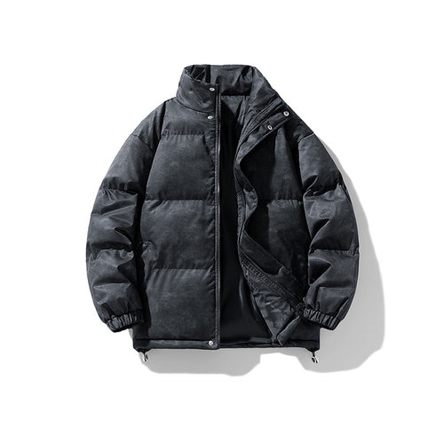 Herren Gepolsterte Steppjacke mit Samtoptik, Kastenform und hohem Stehkragen Drune