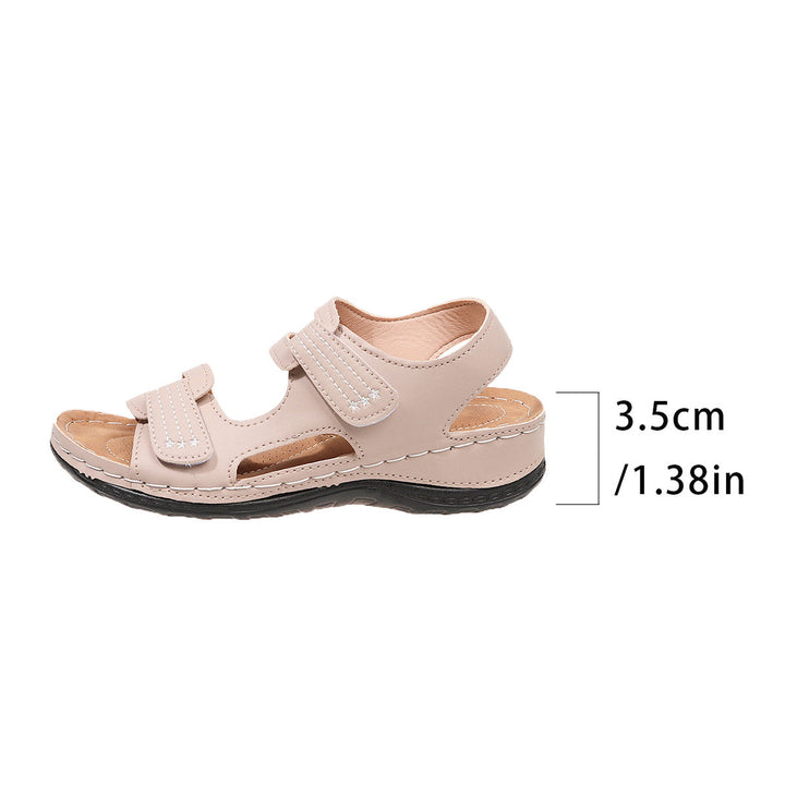 Damen bequeme Sandalen mit verstellbaren Klettverschlüssen und komfortablem Fußbett Drune