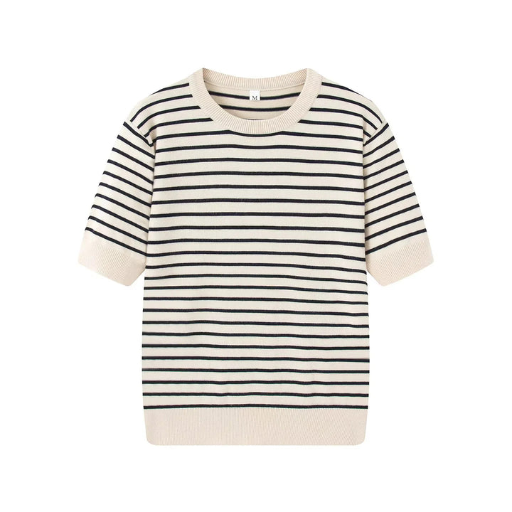 Damen nan gestreifte Feinstrick-Cardigan mit Rundhalsausschnitt und durchgehender Knopfleiste Drune