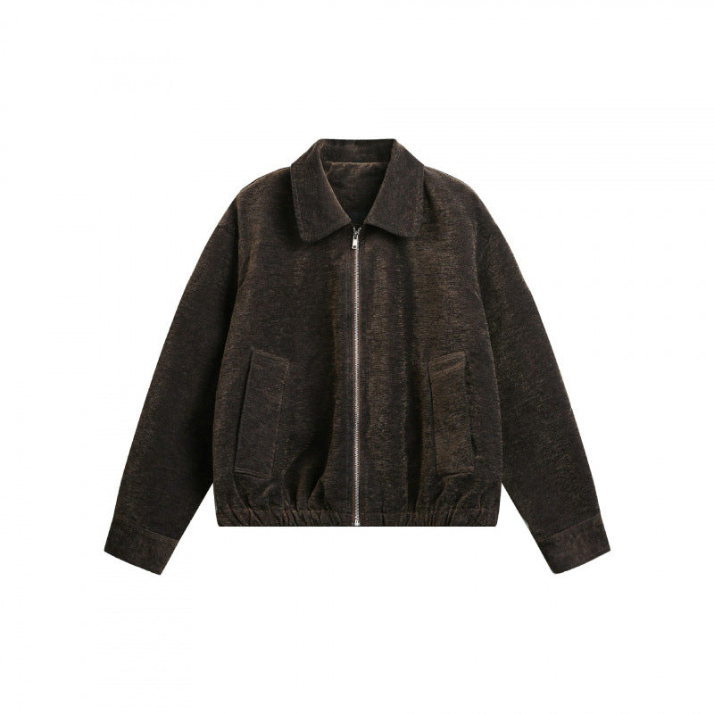 Herren Kurzjacke aus Teddy‑Fleece mit Hemdkragen, Reißverschluss und elastischem Saum Drune