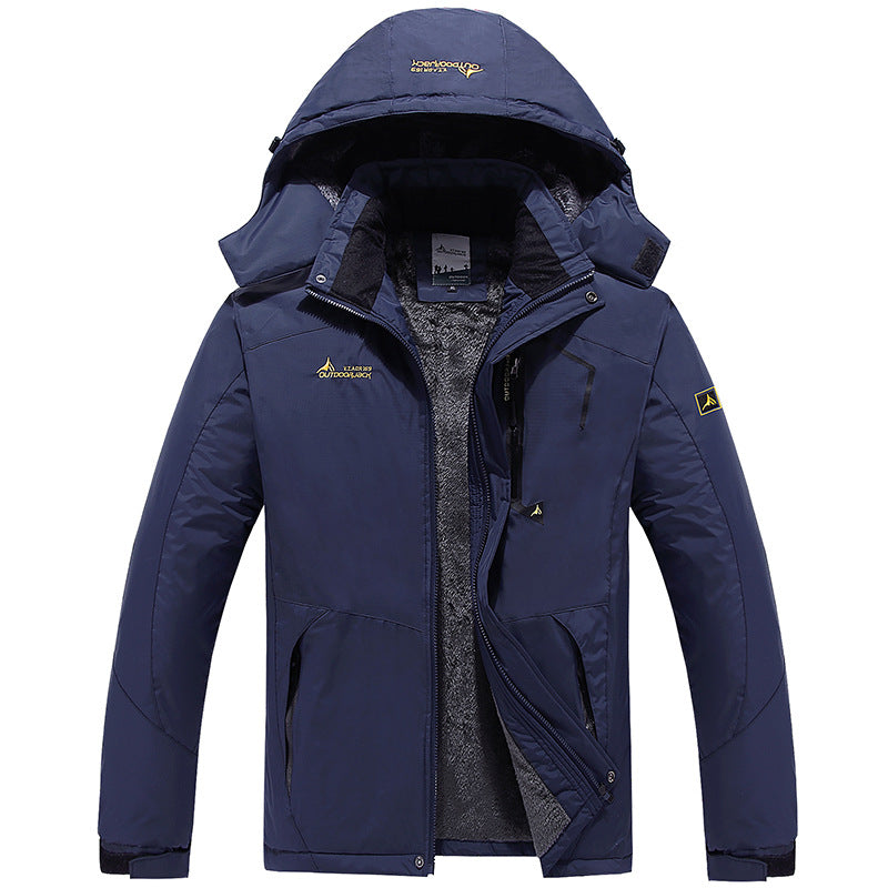 Herren multifunktionale wasserdichte Outdoorjacke mit abnehmbarem Fleece-Innenlayer und verstellbarer Kapuze Drune