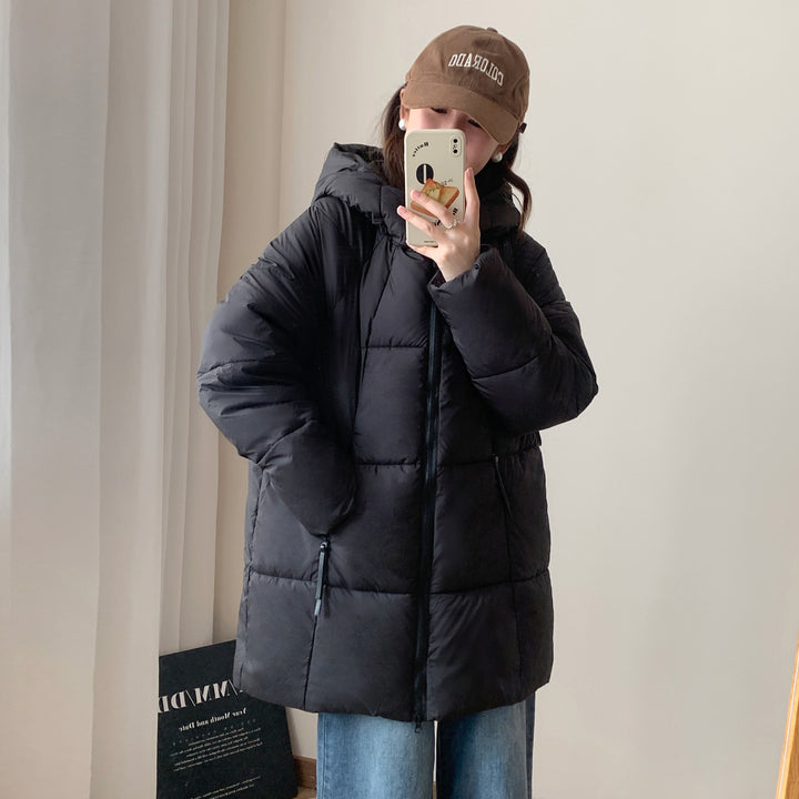Damen Übergroße Pufferjacke mit Kapuze und praktischen Eingrifftaschen Drune