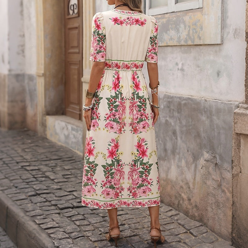 Damen Midi-Kleid mit floralen Muster Drune