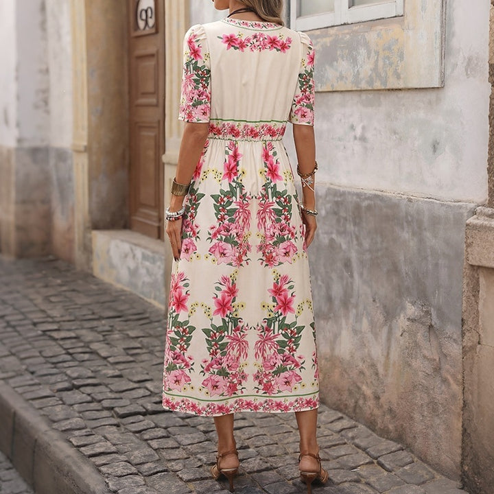 Damen Midi-Kleid mit floralen Muster Drune