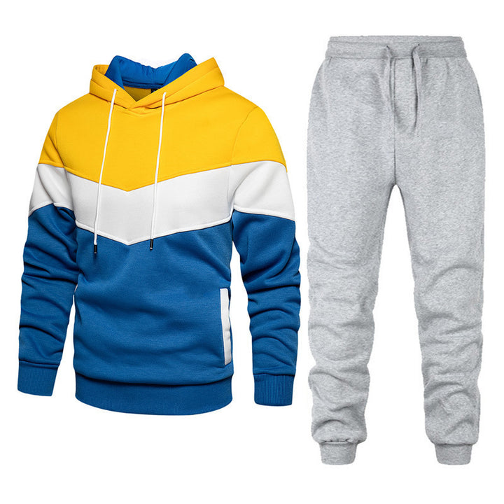 Herren nan athleisure-Set mit Chevron-Kapuze, fleecegefüttertem Pullover und schmal zulaufender Jogginghose Drune