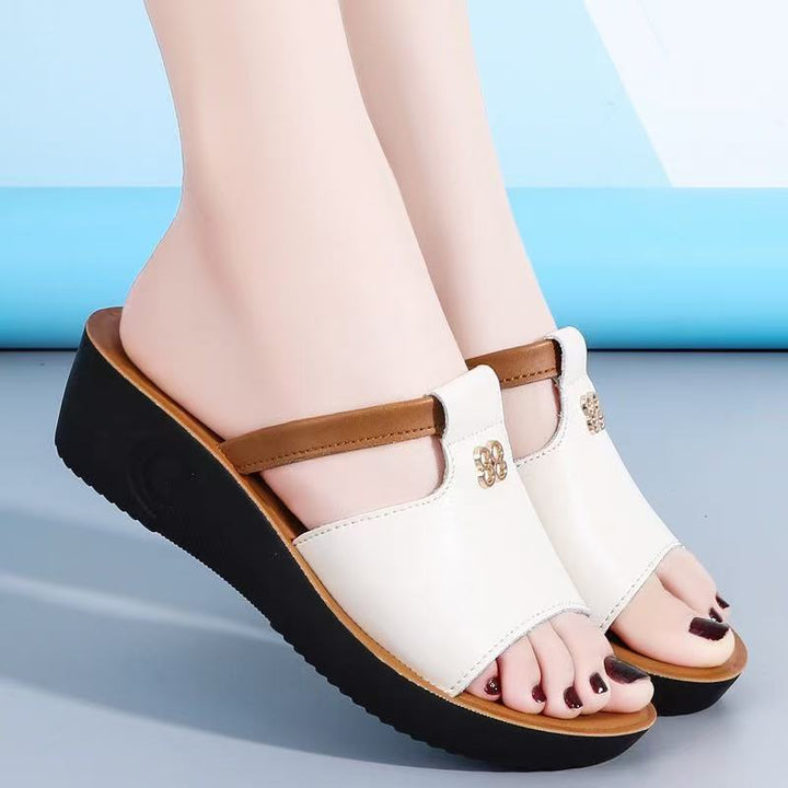 Drune - Sandalen zum Hineinschlüpfen mit offener Spitze | Stilvolle Keilsandalen bequeme Damen