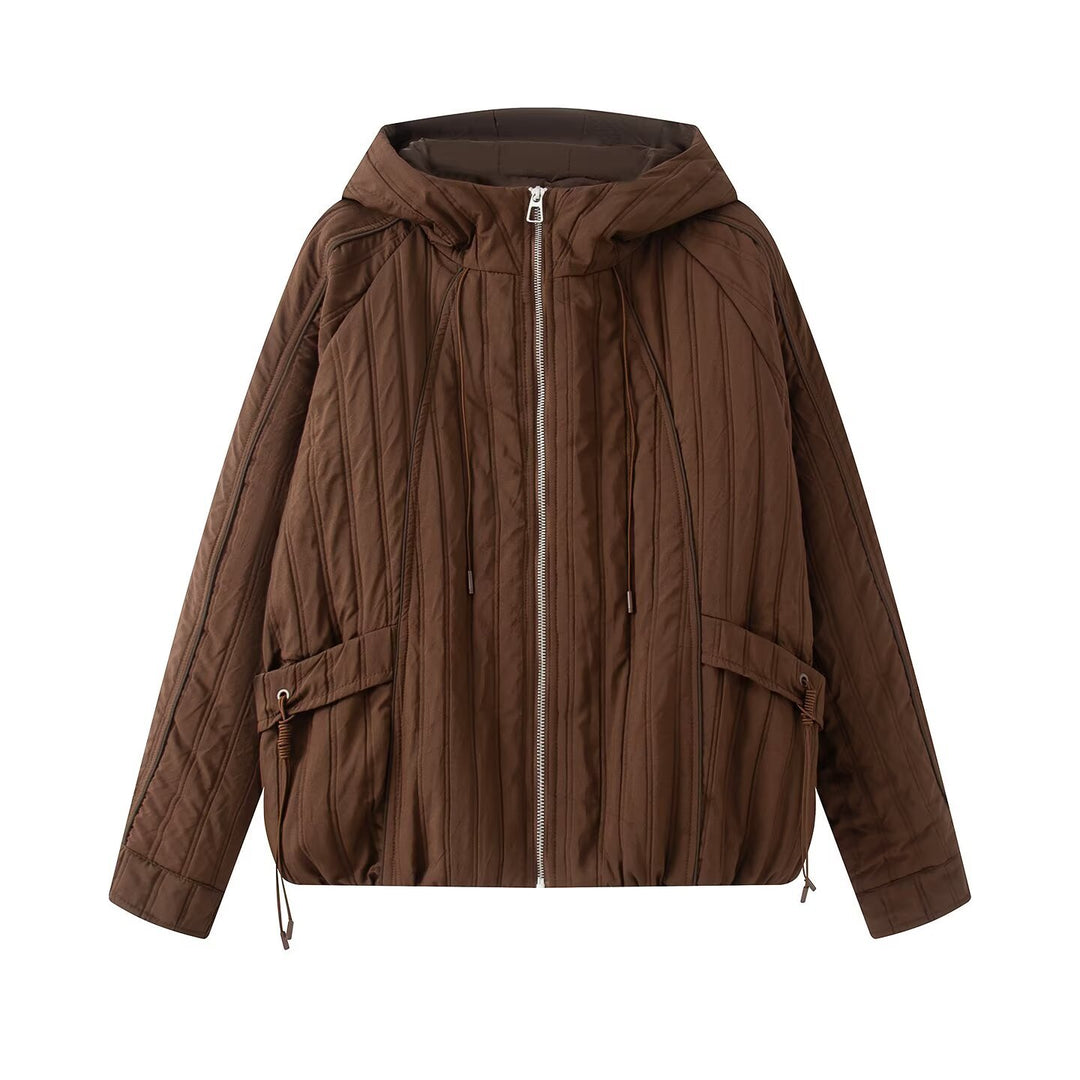 Damen Steppjacke mit Kapuze, Tunnelzug und weitem Schnitt Drune