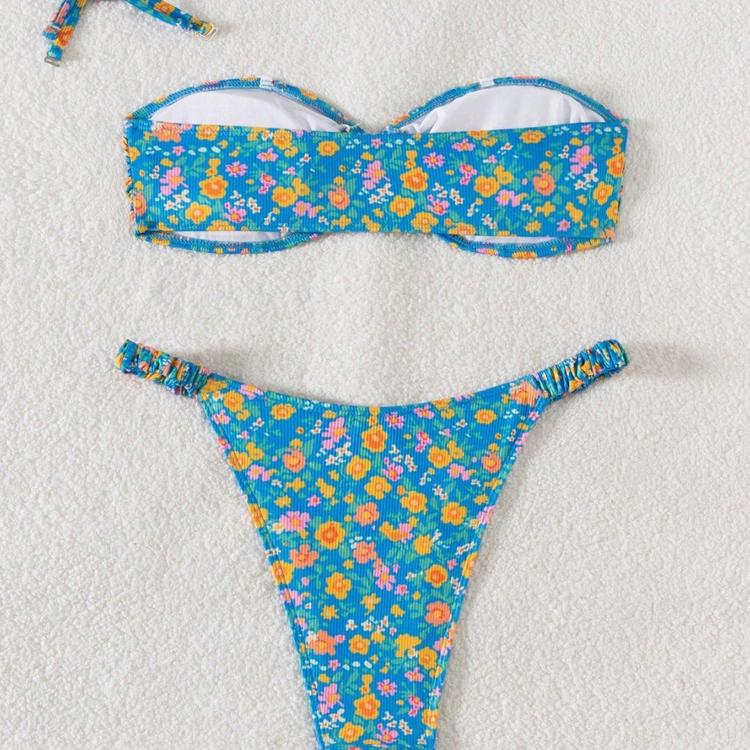 Damen Bandeau-Bikini mit viktorianischem Floralprint Drune