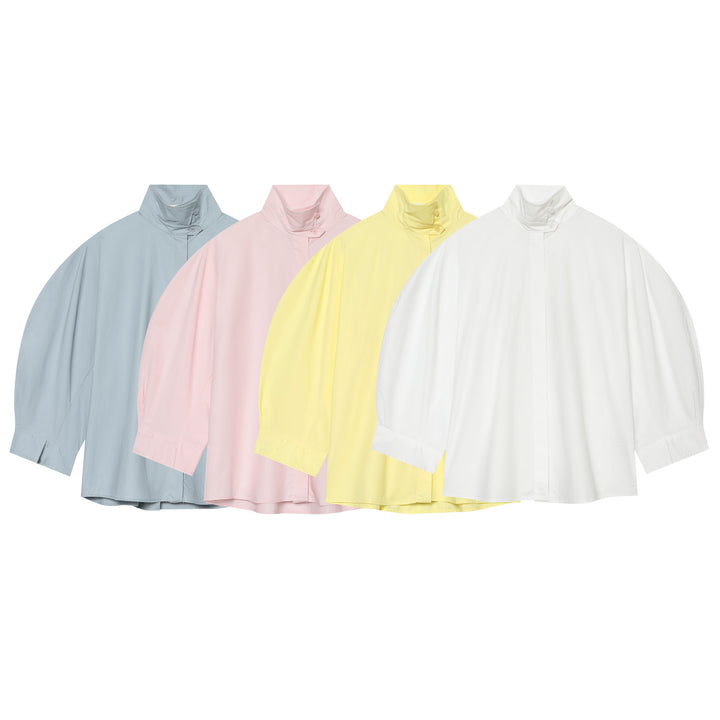 Damen nan Oversize Regenponcho mit Stehkragen und verdeckter Knopfleiste Drune
