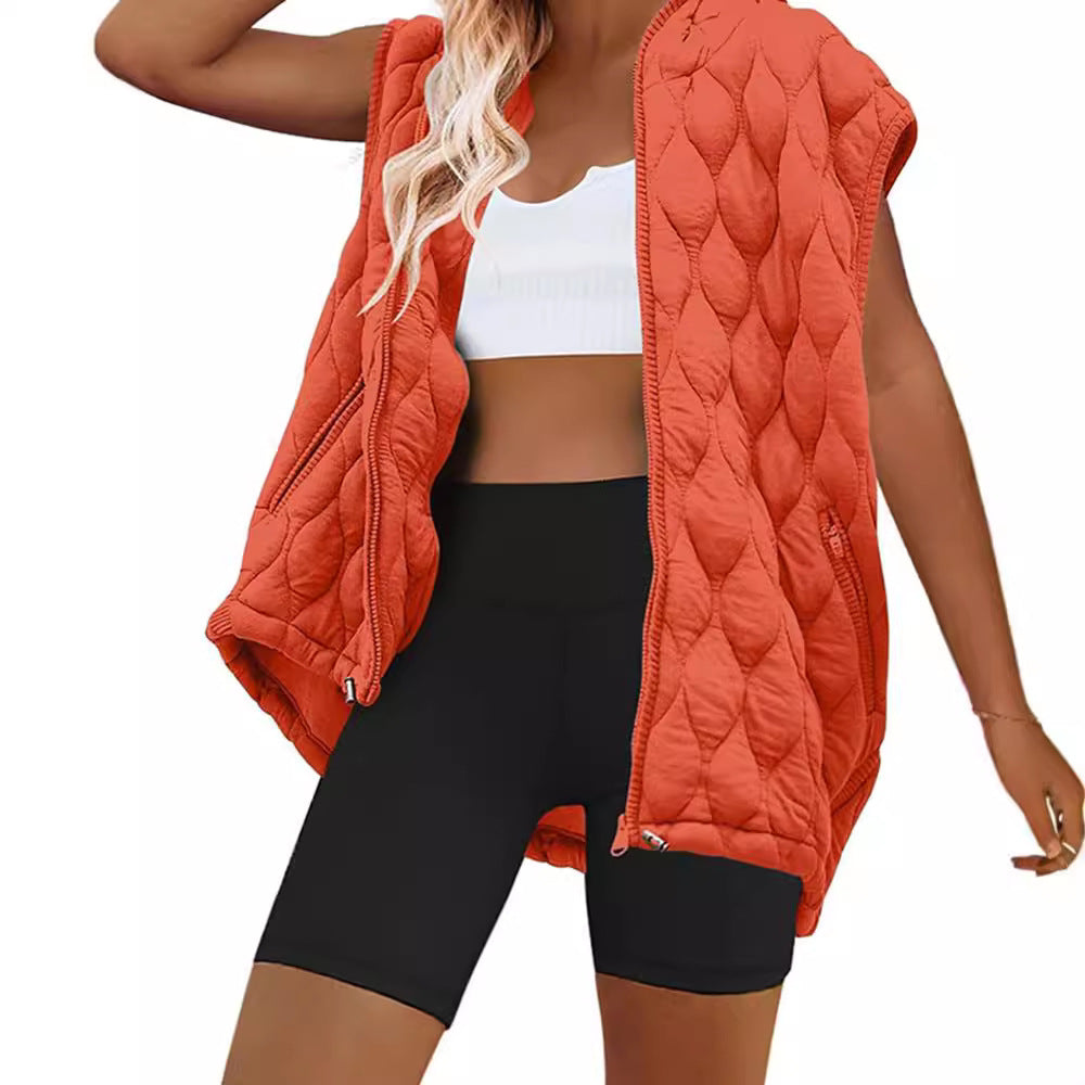 Damen Weste mit Kapuze und gestepptem Design Drune