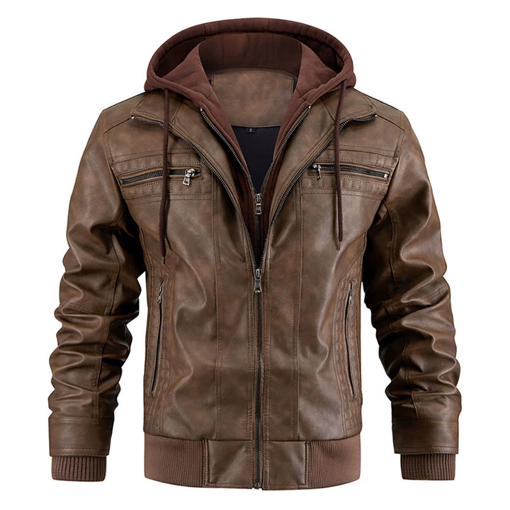 Drune | Stilvolle Premium Leder Winter Jacke mit Kapuze