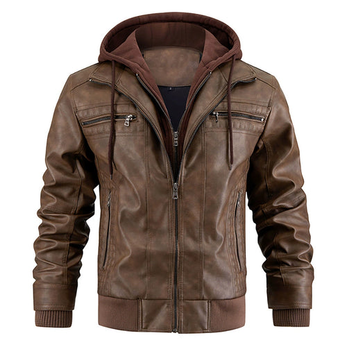 Drune | Stilvolle Premium Leder Winter Jacke mit Kapuze