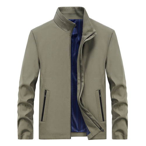 Herren Übergangsjacke mit Stehkragen, wasserabweisender Außenlage und kariertem Innenfutter Drune