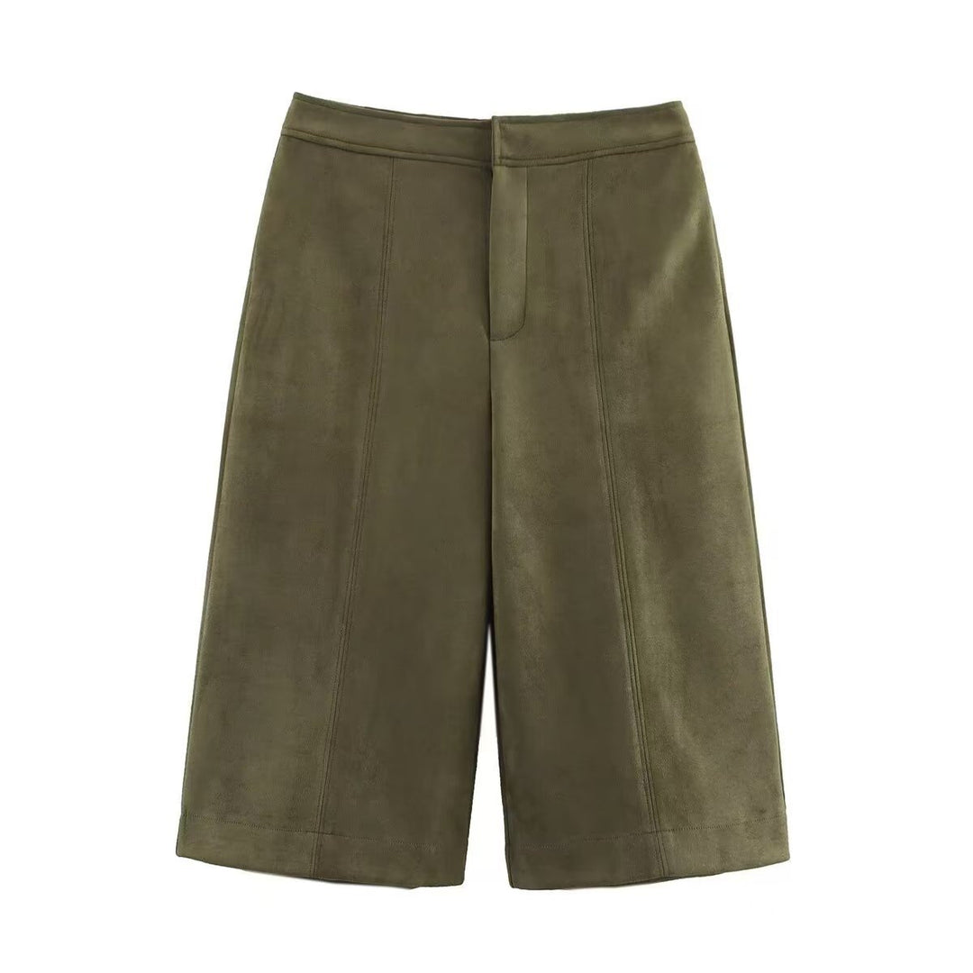 Damen Cropped Boxy‑Übergangsjacke im Wildlederlook mit Epauletten Drune