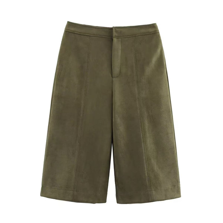 Damen Cropped Boxy‑Übergangsjacke im Wildlederlook mit Epauletten Drune