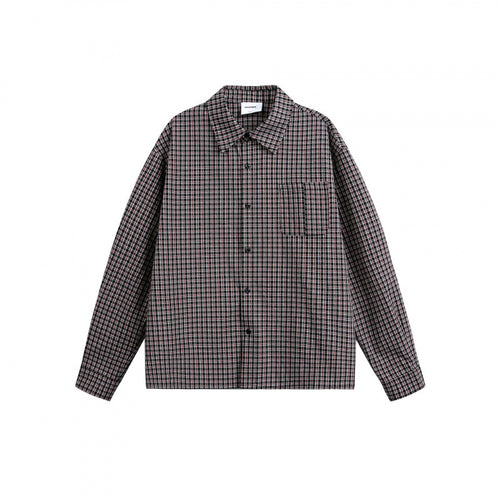 Herren Boxy-Overshirt im feinkarierten Muster mit durchgehender Knopfleiste und aufgesetzter Brusttasche Drune