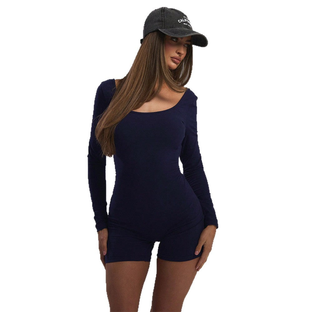 Damen Langarm-Bodysuit mit figurbetontem Schnitt und modischem U-Ausschnitt Drune