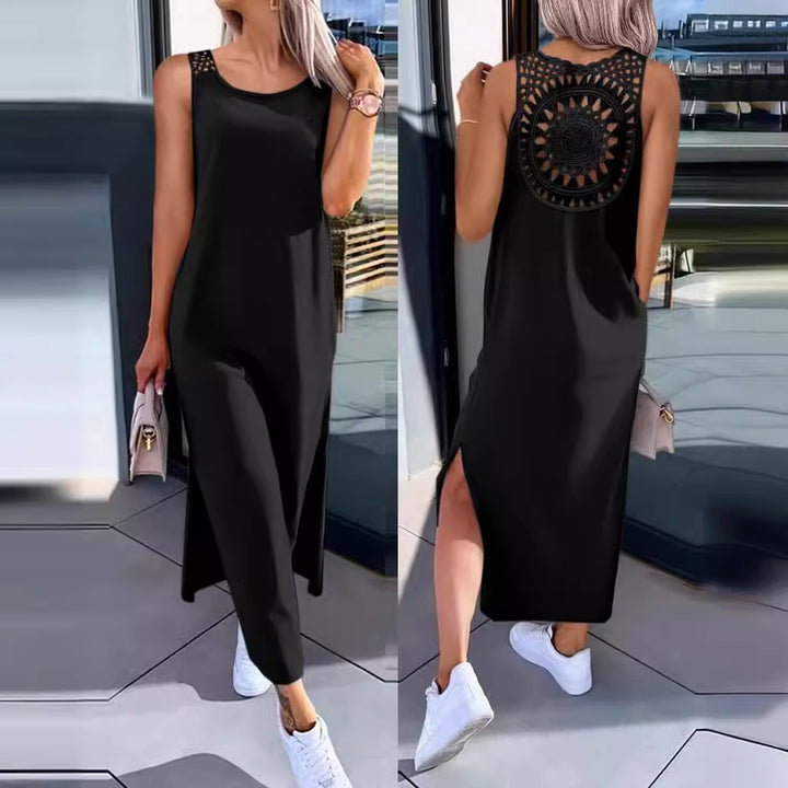Damen Elegantes Maxi-Kleid mit Rückendetaillierung Drune