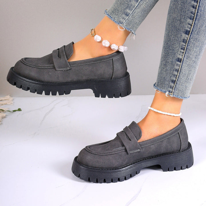 Damen nan Plateau-Loafer mit Profilsohle und Velourslederoptik Drune