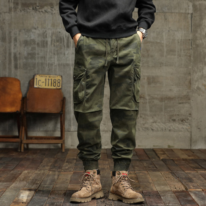 Herren Camouflage Cargo-Jogginghose mit elastischem Bund, Bündchen und Mehrfach-Taschen Drune