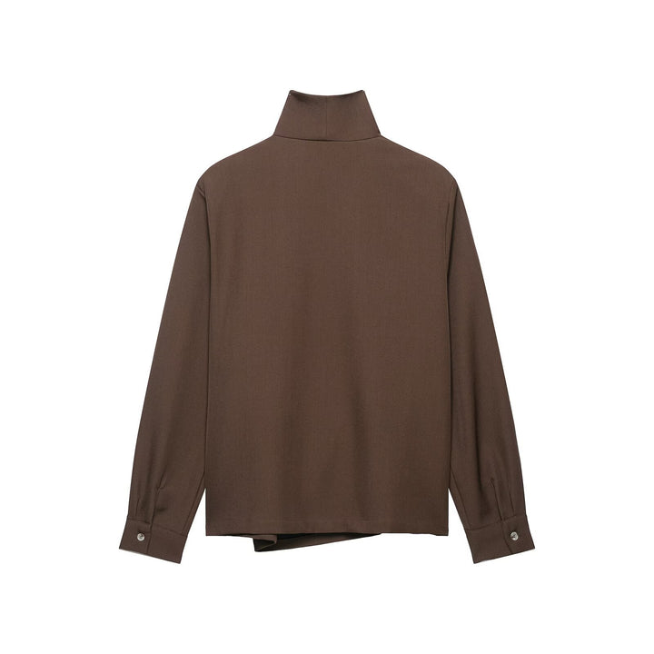 Damen Zweiteiliges Set aus asymmetrischer Rollkragenbluse und weiter Culottehose Drune