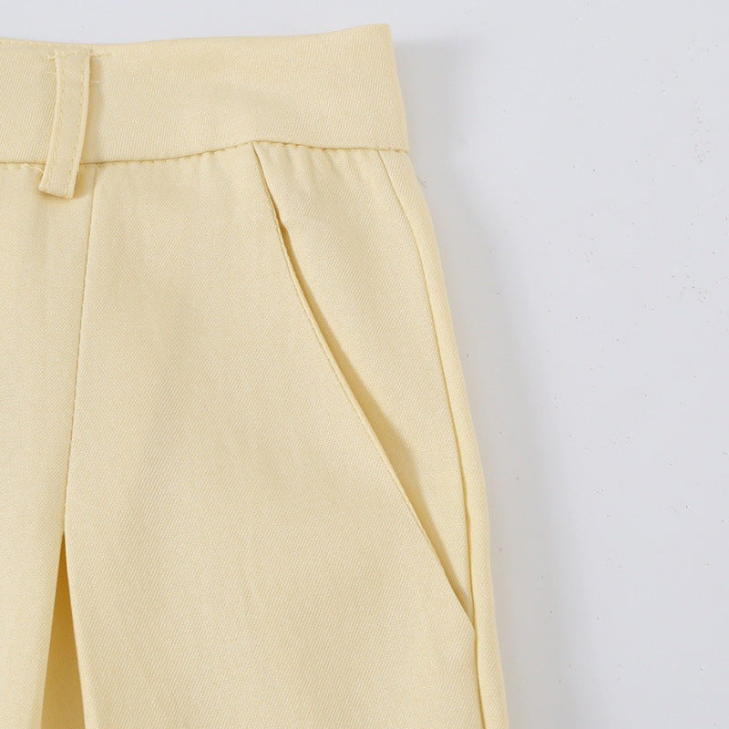 Damen Zweiteiliges tailliertes Anzug-Set mit Stehkragen und weiter Bundfaltenhose Drune