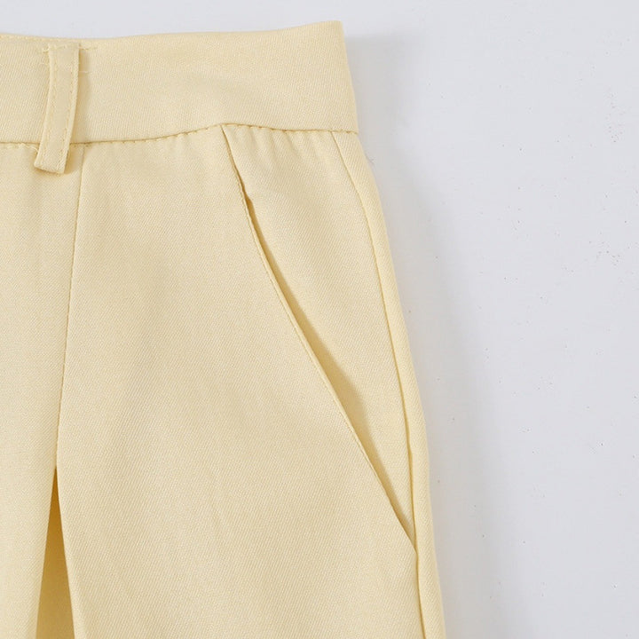 Damen Zweiteiliges tailliertes Anzug-Set mit Stehkragen und weiter Bundfaltenhose Drune