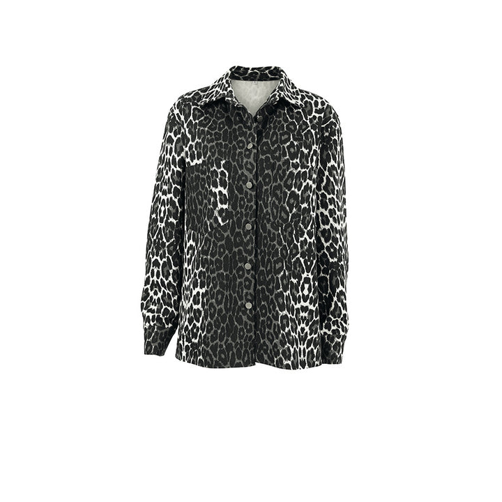 Damen Modische Leoprint Overshirt mit Taschen Drune