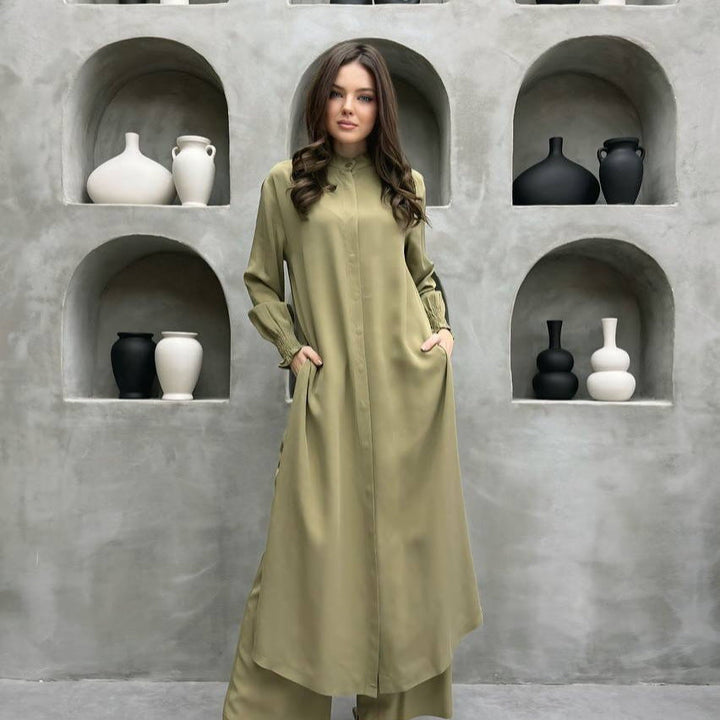 Damen Elegantes Hemdkleid mit verspieltem Saum Drune