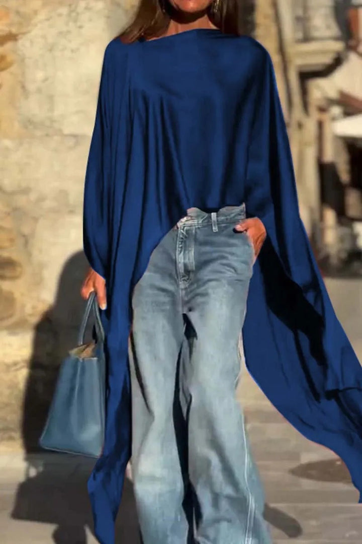 Damen luftige Tunika mit asymmetrischem Schnitt Drune
