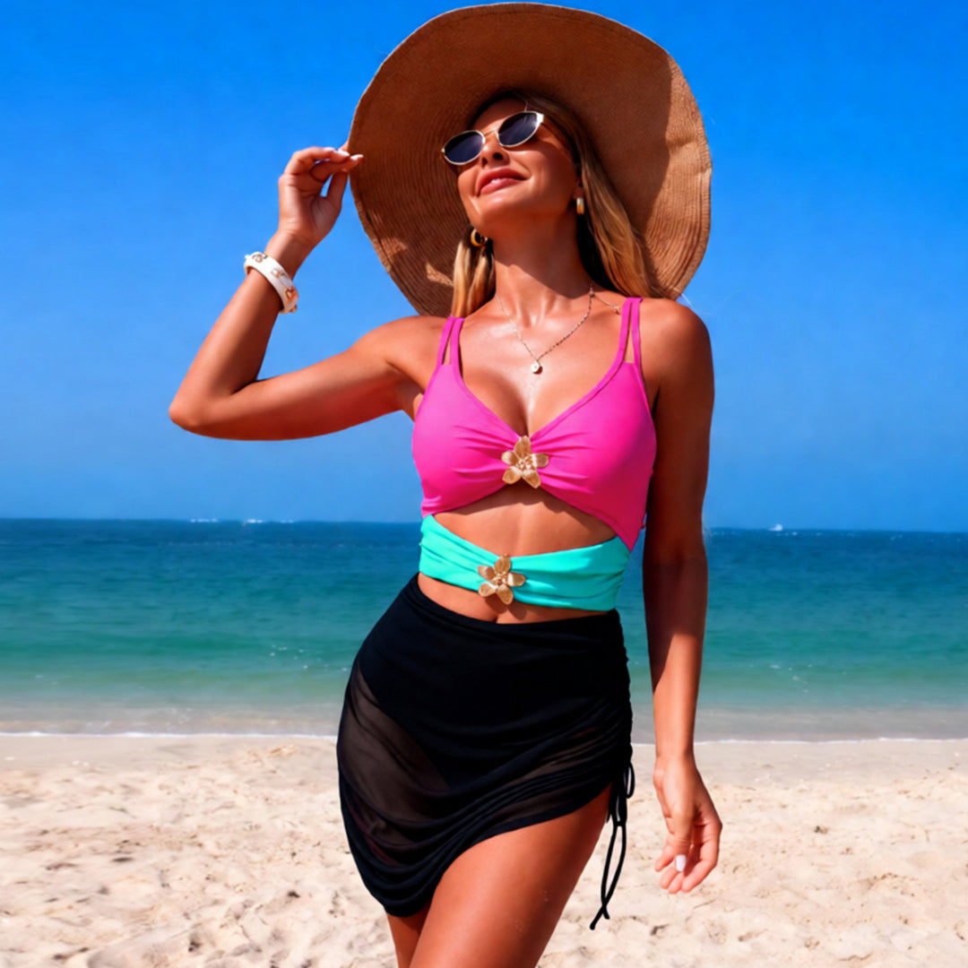Damen Badeoberteil mit Cut-Outs und Raffung Drune