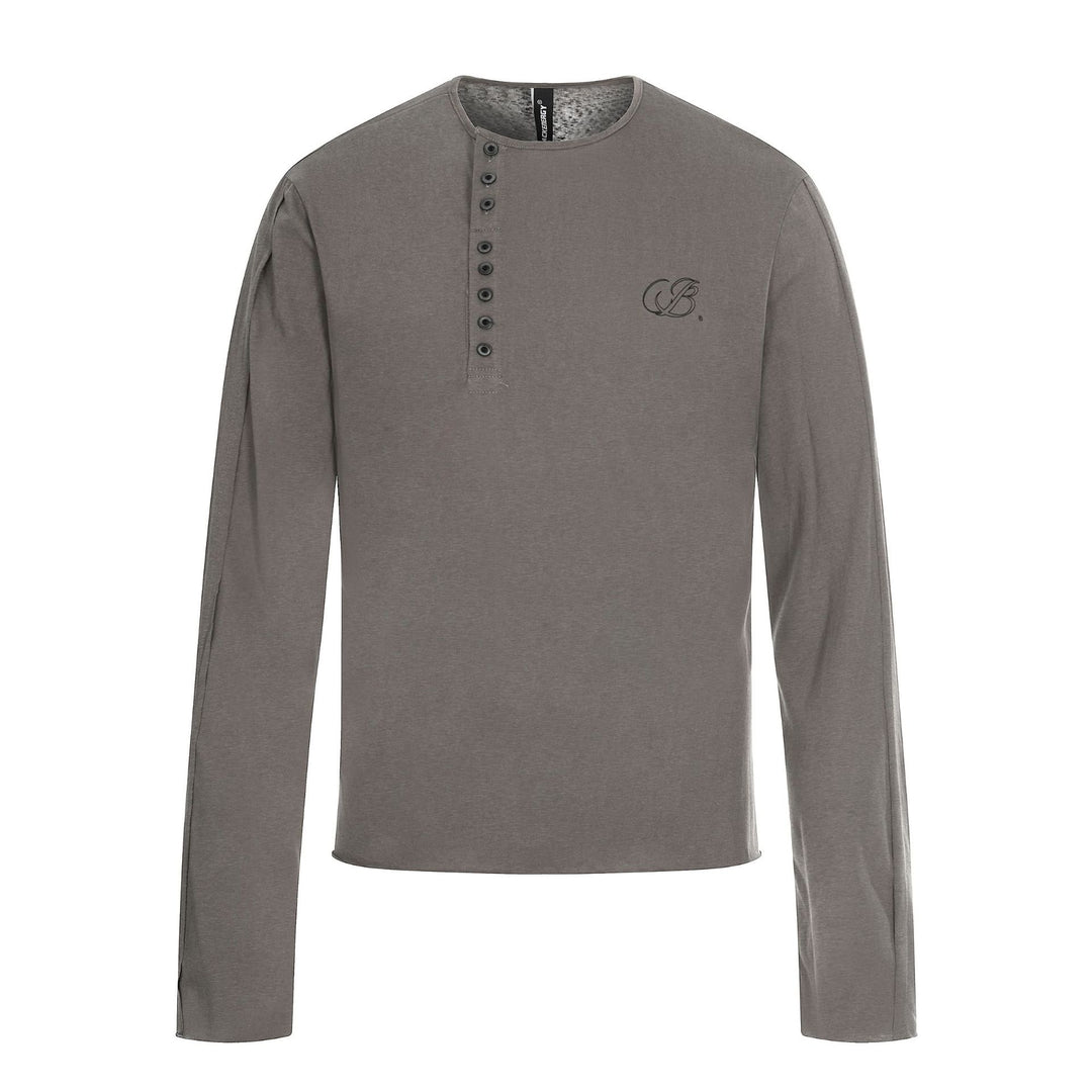 Herren Langarm-Henleyshirt mit asymmetrischer Knopfleiste und leichtem Relaxed Fit Drune