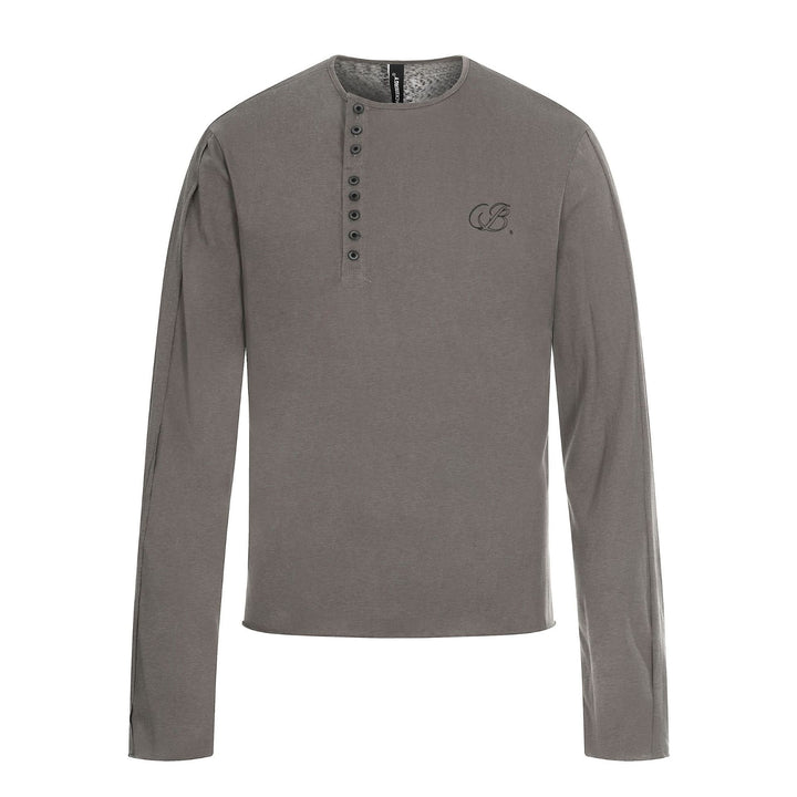 Herren Langarm-Henleyshirt mit asymmetrischer Knopfleiste und leichtem Relaxed Fit Drune