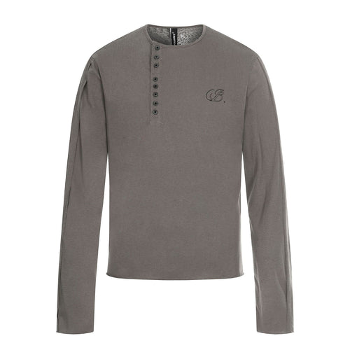 Herren Langarm-Henleyshirt mit asymmetrischer Knopfleiste und leichtem Relaxed Fit Drune