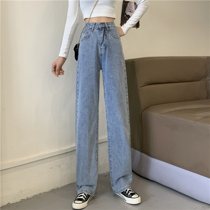 Damen Weit geschnittene Jeans mit hohem Bund Drune