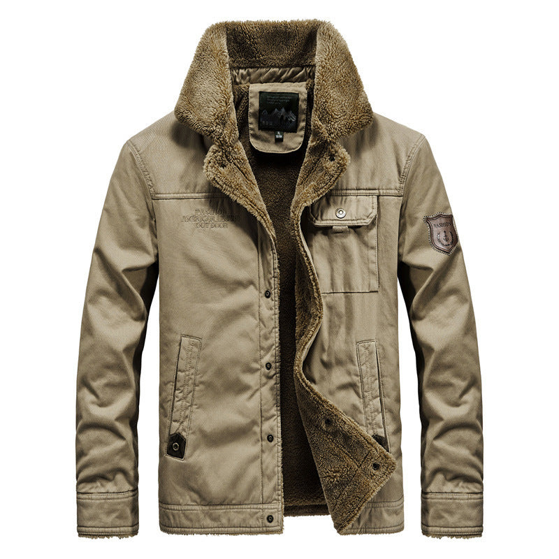 Herren Robust verarbeitete Canvas-Blousonjacke mit vollem Sherpa-Innenfutter und Utility-Taschen Drune