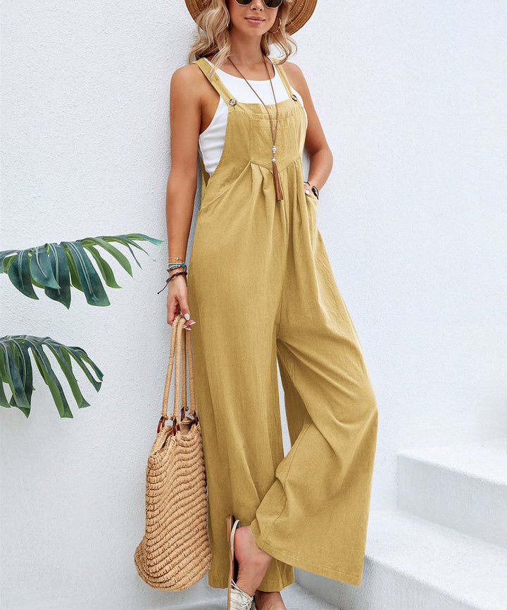 Damen Lässiger Jumpsuit mit weitem Bein und verstellbaren Trägern Drune
