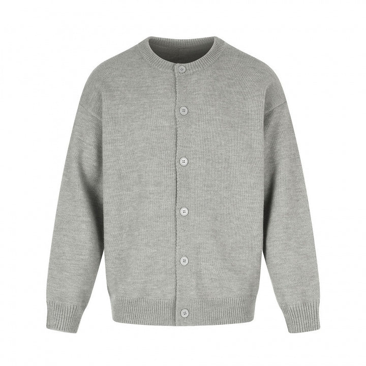 Unisex Boxy-Strickcardigan mit Rundhalsausschnitt und durchgehender Knopfleiste Drune