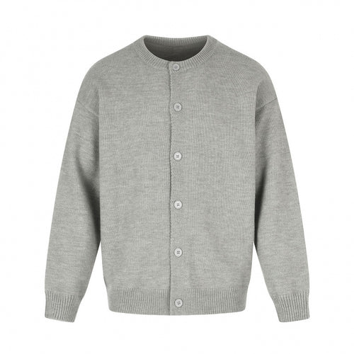 Unisex Boxy-Strickcardigan mit Rundhalsausschnitt und durchgehender Knopfleiste Drune
