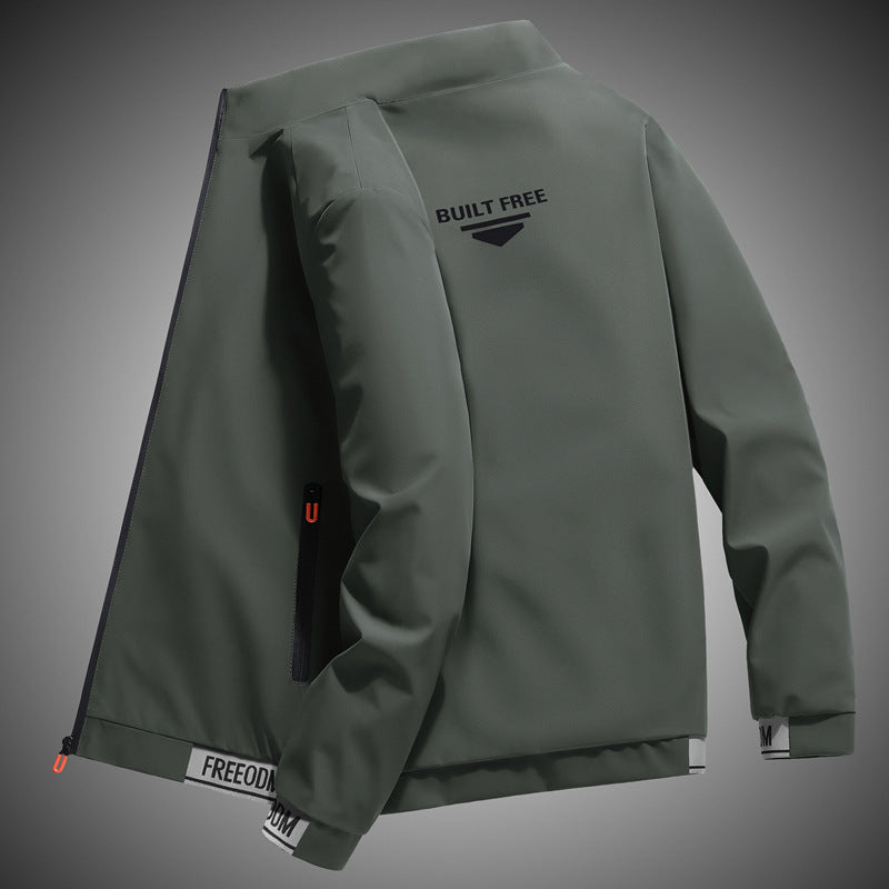 Herren leichter winddichter Freizeitblouson mit Logo-Print, Reißverschlusstaschen und elastischem Saum Drune