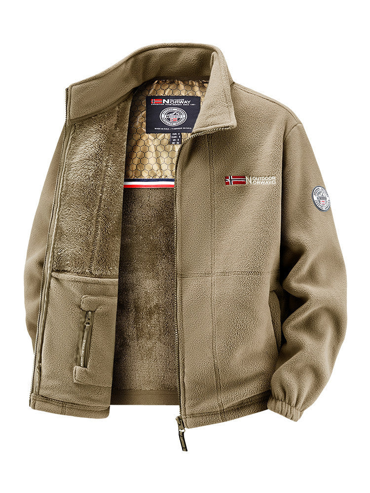 Damen Thermo-Fleecejacke mit wärmendem Teddyfutter, Stehkragen und Reißverschlusstaschen Drune