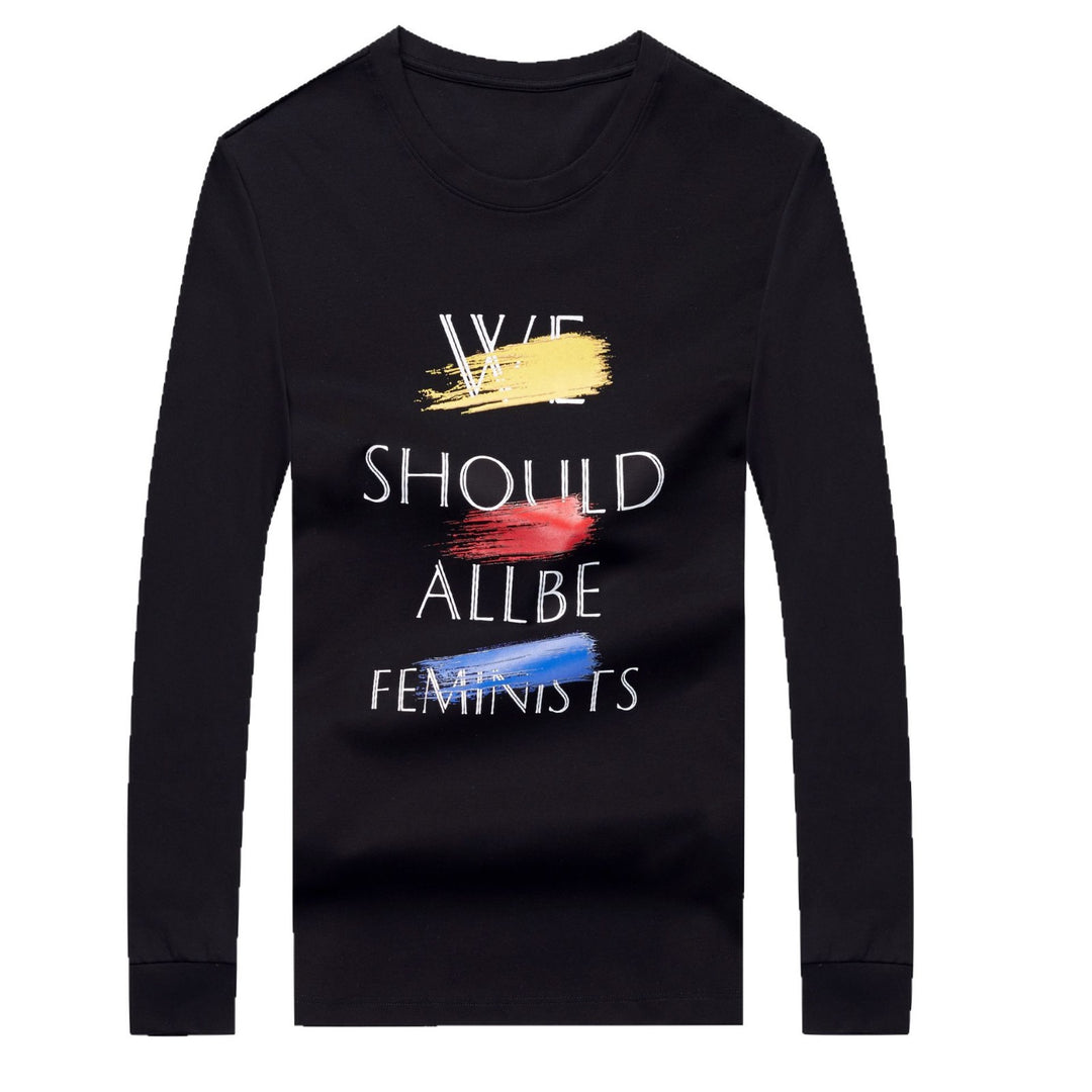 Herren Langarmshirt mit kreativem Slogan und weichem Baumwollmaterial Drune
