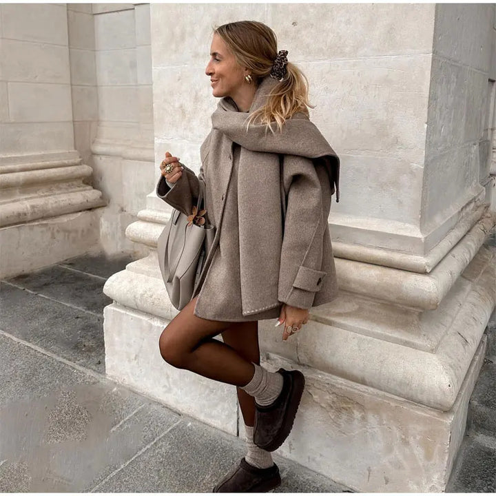 Damen Oversized Wolle-Strickjacke mit praktischer Knopfleiste Drune