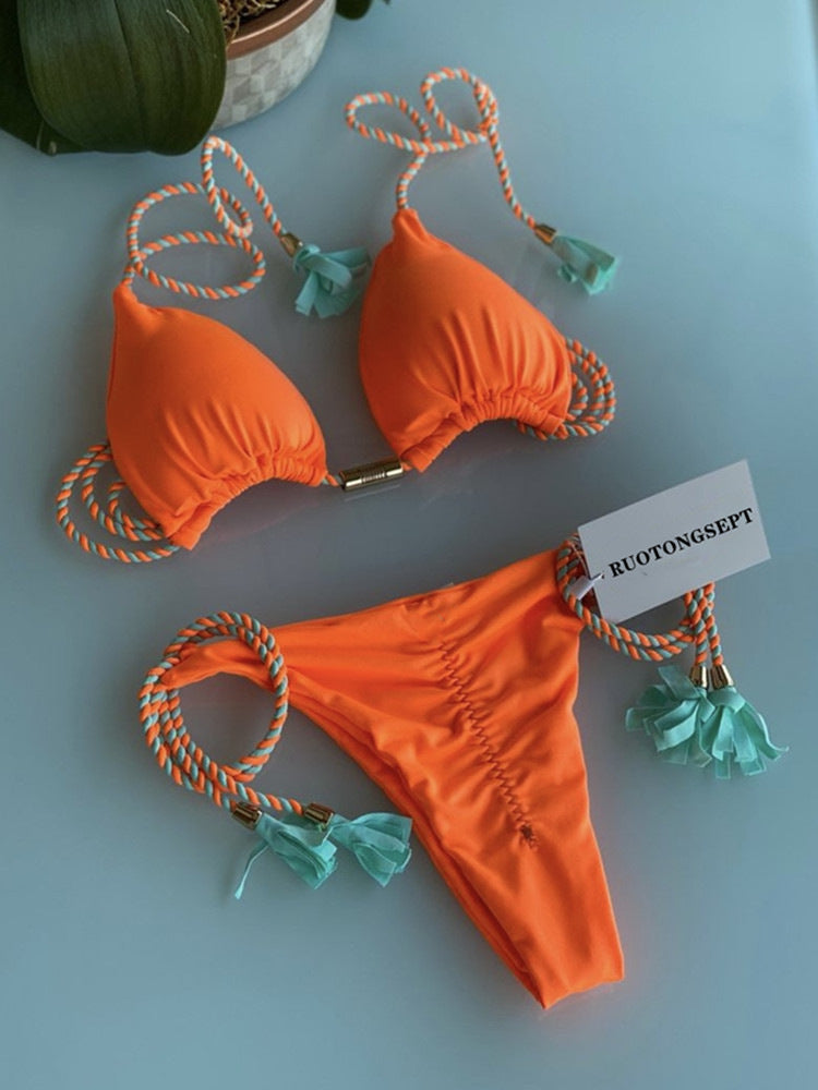 Damen Bikini-Set mit verstellbaren Riemen und raffiniertem Design Drune