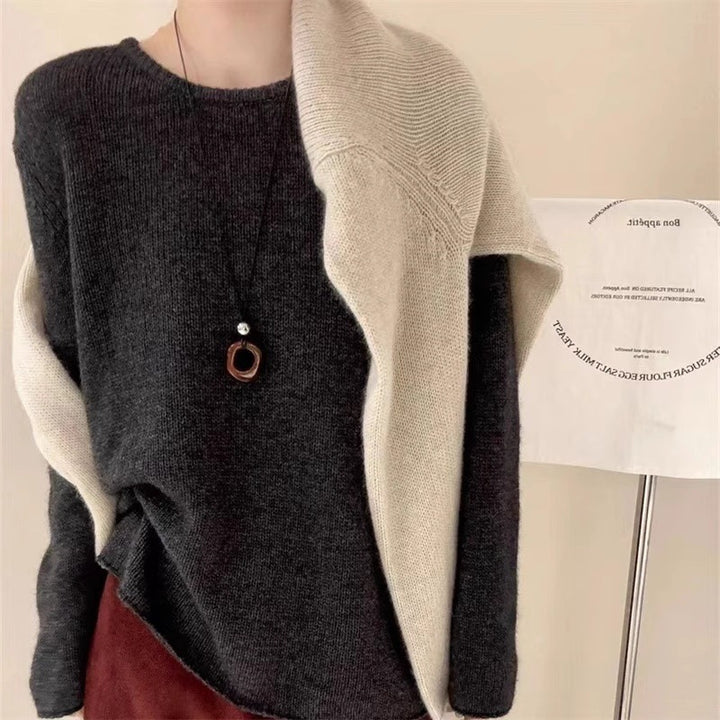 Damen Leichter Oversize-Feinstrickpullover mit Rundhals, dezentem Sheer-Effekt und gerundetem Saum Drune