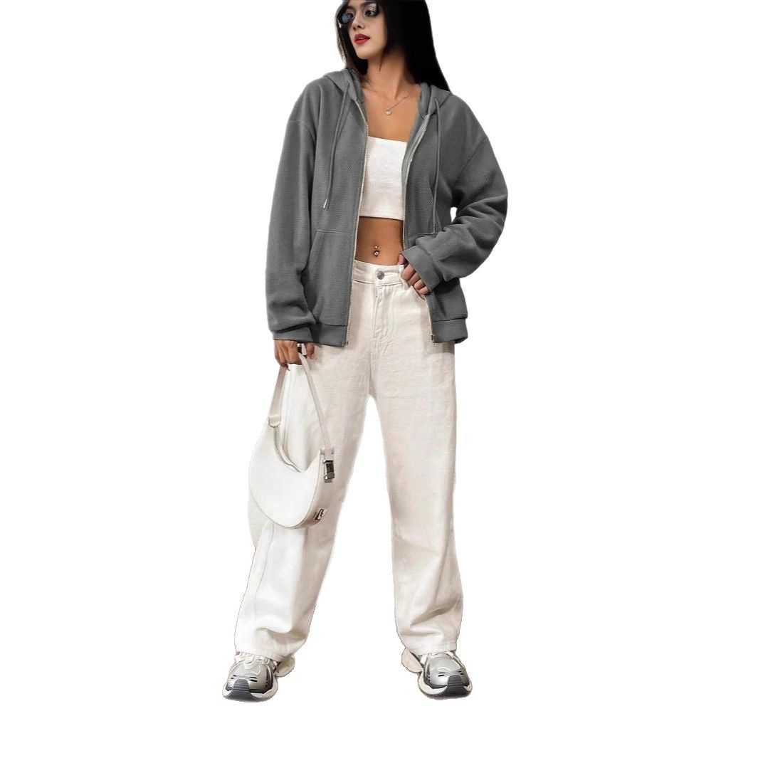 Damen Fleecejacke mit Kapuze und Reißverschluss Drune