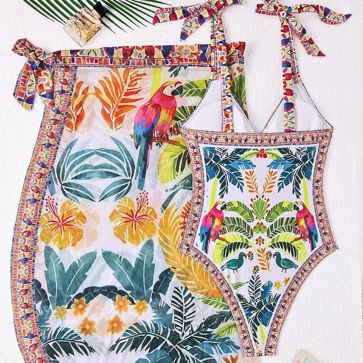 Damen Schwimmkleid mit floralem Design und Überwurf Drune